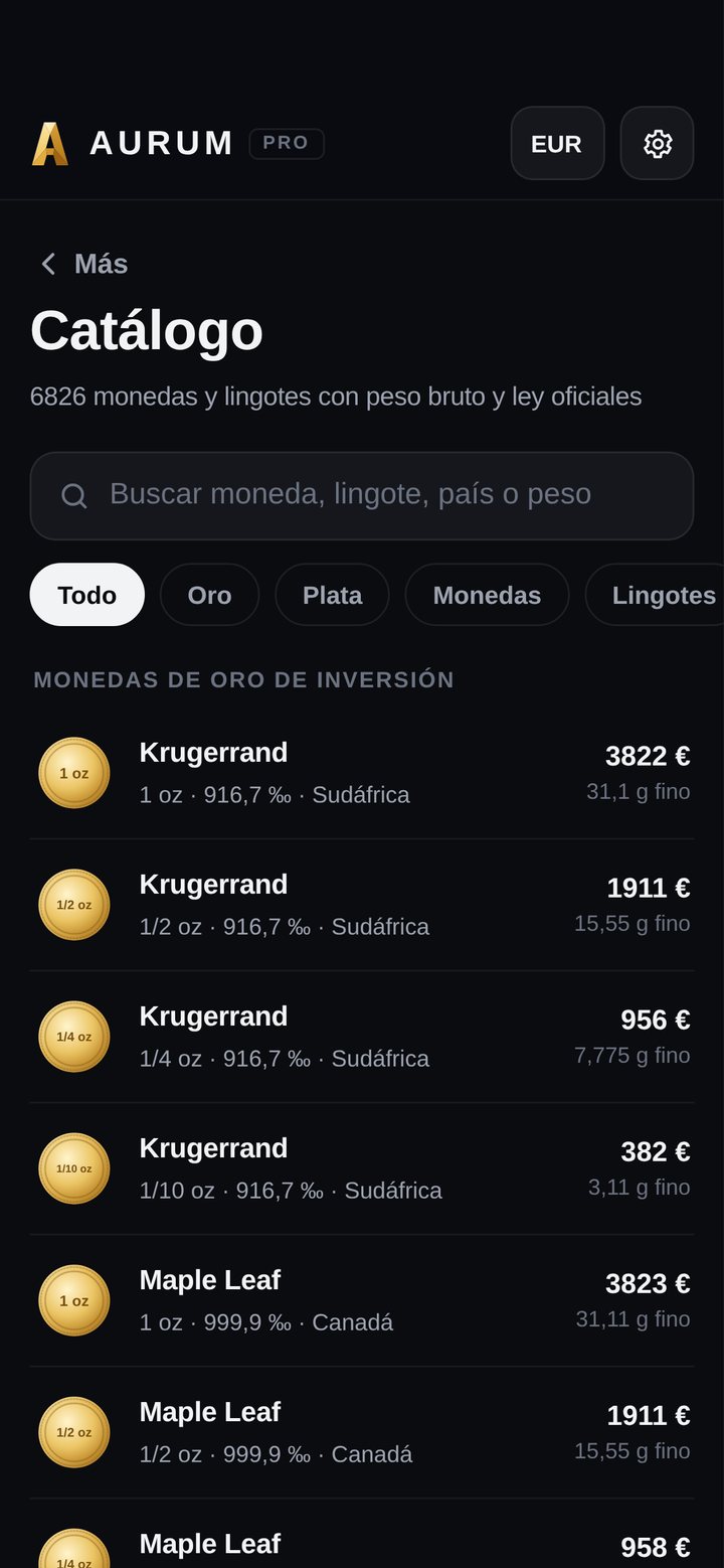 Catálogo de monedas y lingotes